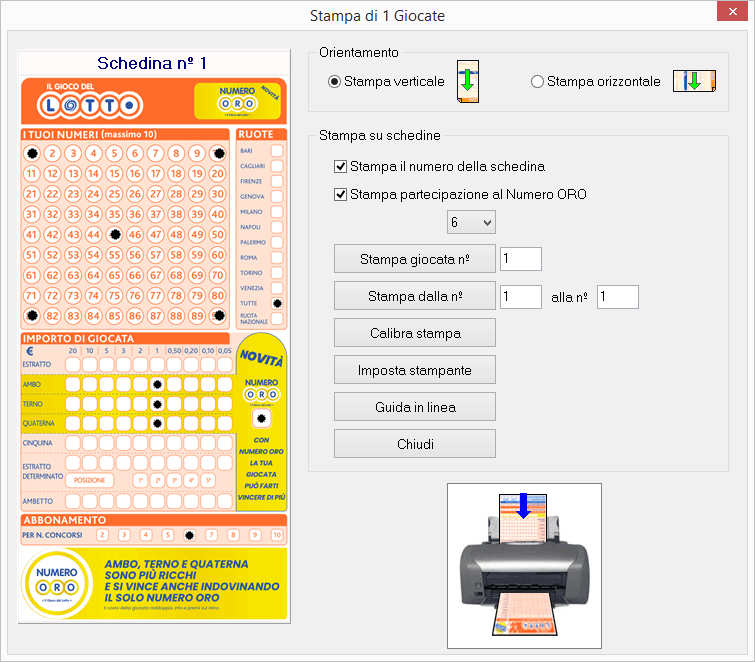Stampa sulle nuove schedine del Lotto con il numero oro